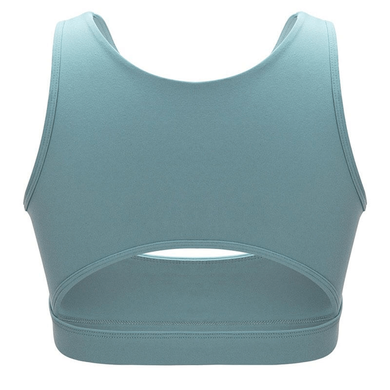 Alt Tag: Athletic women's sports bra in teal, featuring breathable quick-dry fabric, ideal for yoga, running, and active wear - SF0974.